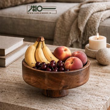 کاسه پایه دار چوبی میوه و آجیل 00793